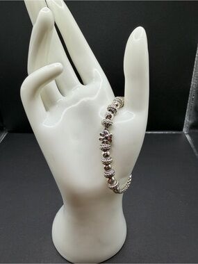 JAI Sterling Silver Dog Paw and Beads Adjustable Bracelet